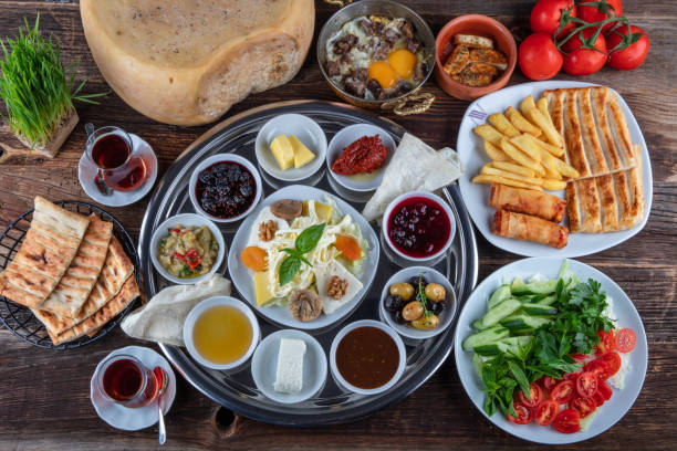 istock Turkish cuisine delicious breakfast served on table. 1009672398