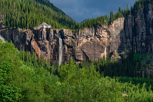 BridalVeil Falls Telluride Summer Landscape - Scenic views with iconic waterfall and box canyon.