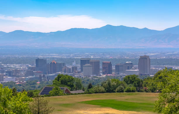 istock Sunny field with Salt Lake City downtown in back 1009689008