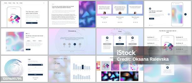 Vector Templates For Website Design Minimal Presentations Portfolio With Geometric Patterns Gradients Fluid Shapes Ui Ux Gui Design Of Headers Dashboard Contact Forms Features Page Blog Stock Illustration - Download Image Now