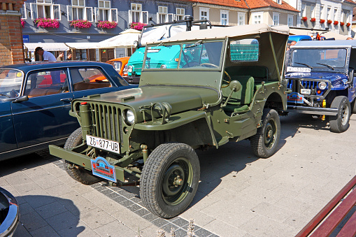 SAMOBOR, CROATIA - JULY 17, 2011: Jeep Willys CJ-2 1945 classic car, ''14. Oldtimer Rally'' in Samobor, Croatia