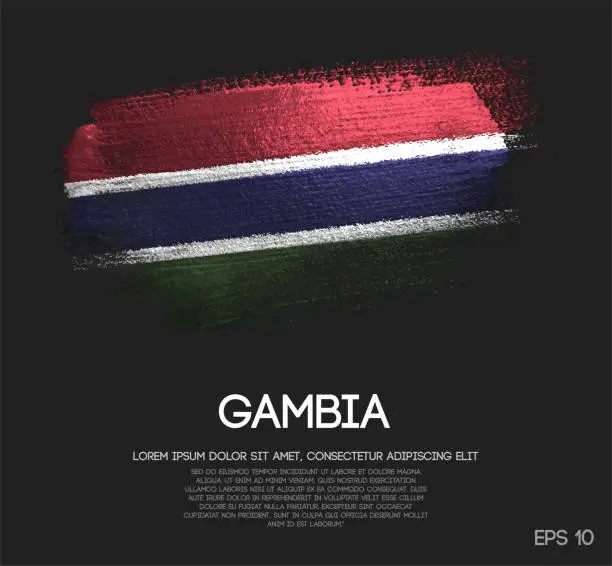 Vector illustration of The Gambia Flag Made of Glitter Sparkle Brush Paint Vector