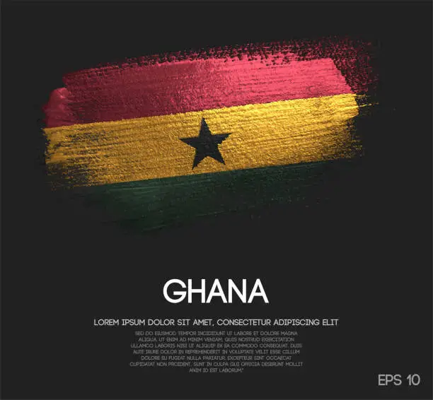 Vector illustration of Ghana Flag Made of Glitter Sparkle Brush Paint Vector