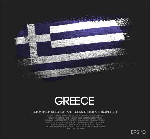 Vector illustration of Greece Flag Made of Glitter Sparkle Brush Paint Vector