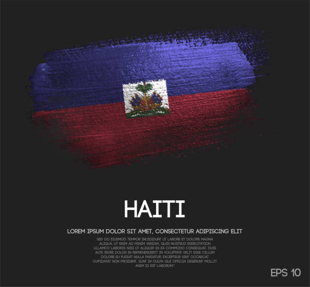 ilustrações de stock, clip art, desenhos animados e ícones de haiti flag made of glitter sparkle brush paint vector - haiti