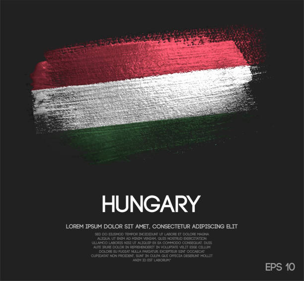 ilustraciones, imágenes clip art, dibujos animados e iconos de stock de bandera de hungría de brillo brillo brocha pintura vectorial - hungarian flag