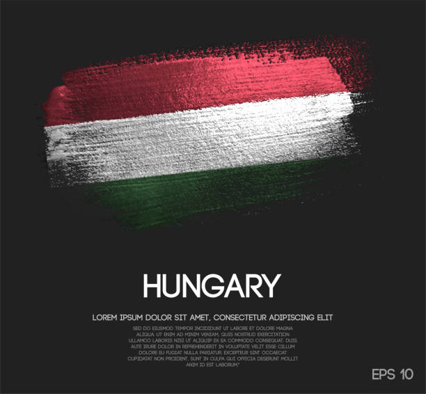 węgry flaga wykonana z brokatu sparkle brush paint vector - hungary hungarian culture hungarian flag flag stock illustrations