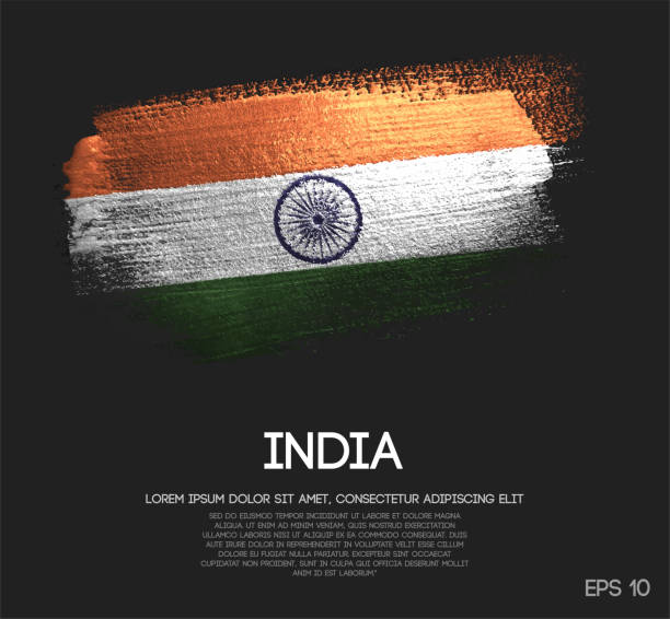 ilustraciones, imágenes clip art, dibujos animados e iconos de stock de bandera de la india de brillo brillo brocha pintura vectorial - indian flag