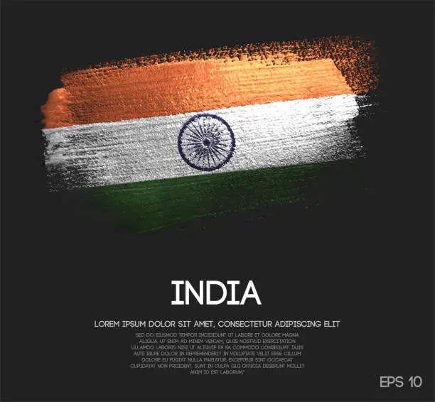 Vector illustration of India Flag Made of Glitter Sparkle Brush Paint Vector