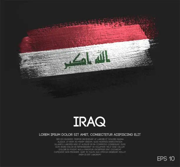 Vector illustration of Iraq Flag Made of Glitter Sparkle Brush Paint Vector