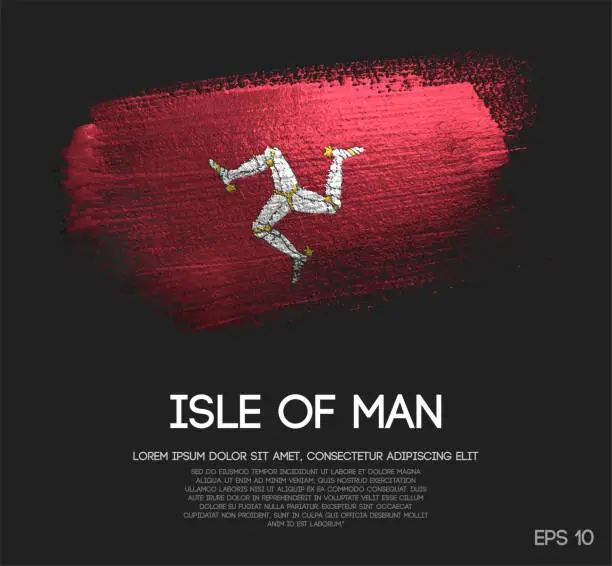 Vector illustration of Isle of Man Flag Made of Glitter Sparkle Brush Paint Vector