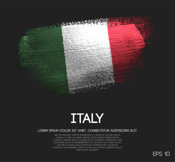 włochy flaga wykonana z brokatu sparkle brush paint vector - italian flag stock illustrations