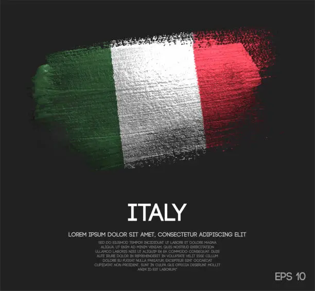 Vector illustration of Italy Flag Made of Glitter Sparkle Brush Paint Vector