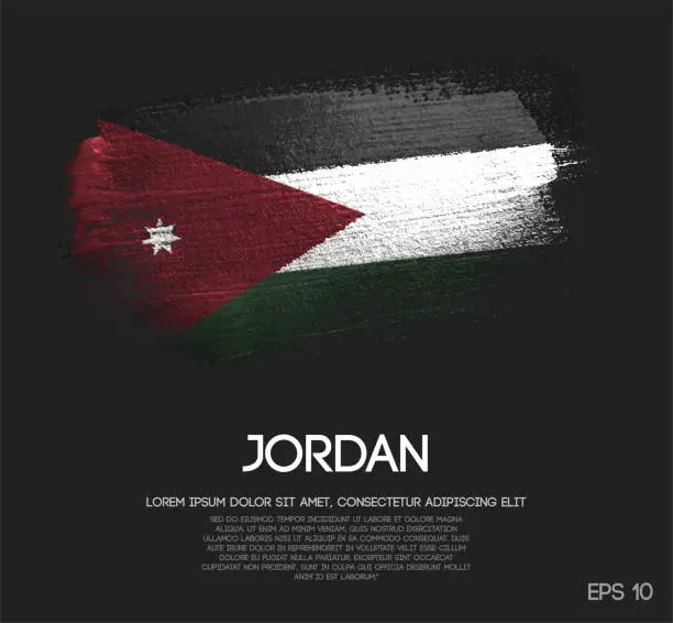 Vector illustration of Jordan Flag Made of Glitter Sparkle Brush Paint Vector