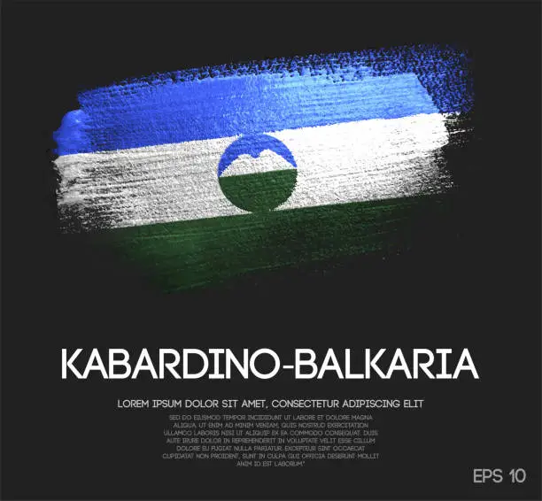 Vector illustration of Kabardino-Balkaria Flag Made of Glitter Sparkle Brush Paint Vector