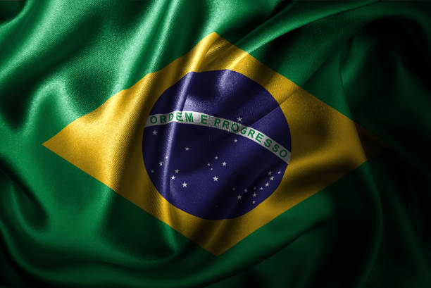 bandera de raso seda de brasil - fondos para photoshop fotografías e imágenes de stock