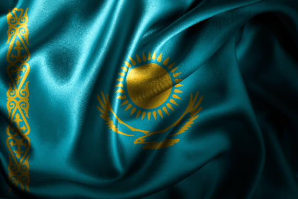 Kazakhstan Silk Satin Flag Flags of the world with silky satin texture. Digitally created. photoshop texture stock pictures, royalty-free photos & images