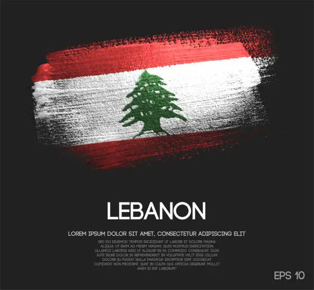 Vector illustration of Lebanon Flag Made of Glitter Sparkle Brush Paint Vector
