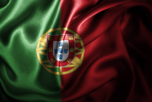 bandera de raso seda de portugal - fondos para photoshop fotografías e imágenes de stock