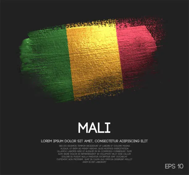 Vector illustration of Mali Flag Made of Glitter Sparkle Brush Paint Vector