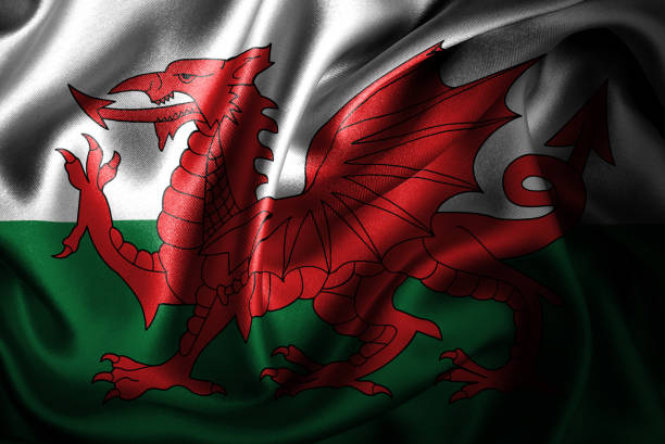 уэльс шелковый сатин флаг - cymry стоковые фото и изображения