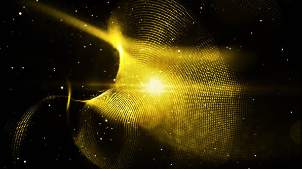 istock Digital abstract gold color particles twist and light background 1009747344