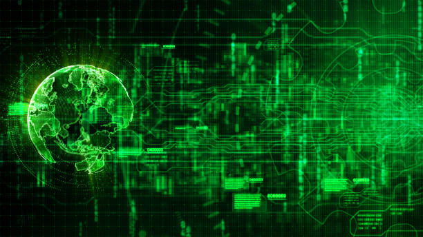 istock Hi-tech digital abstract background with technology gear and Earth 1009749450