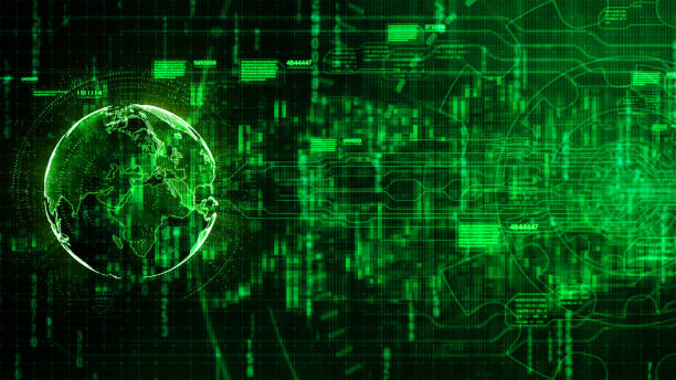 istock Hi-tech digital abstract background with technology gear and Earth 1009749458