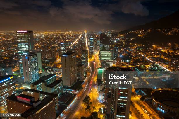 Financial Center Of Bogota Colombia Stock Photo - Download Image Now - Bogota, Business, Night