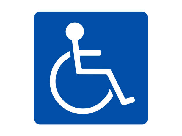 bildbanksillustrationer, clip art samt tecknat material och ikoner med rullstol mark - handikappskylt