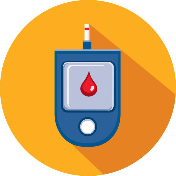 ilustrações de stock, clip art, desenhos animados e ícones de blood glucose medical flat design themed icon set with shadow - diabetes