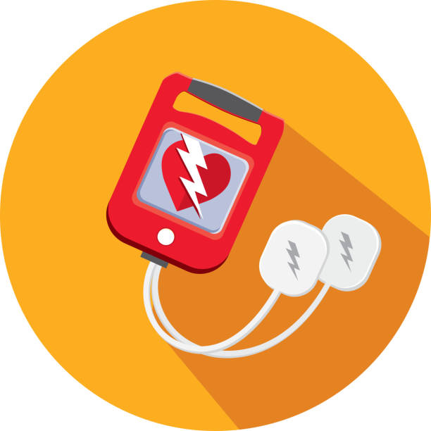 stockillustraties, clipart, cartoons en iconen met medische defibrillator platte ontwerp thema icon set met schaduw - defibrillator
