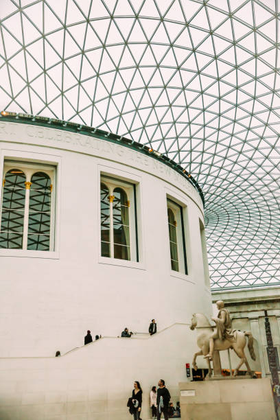 View of the British Museum and its roof made of glass London, England - Janurary 2nd, 2016: View of the British Museum and its roof made of glass. british museum stock pictures, royalty-free photos & images