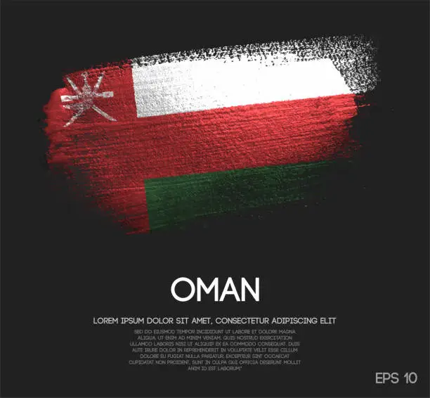 Vector illustration of Oman Flag Made of Glitter Sparkle Brush Paint Vector