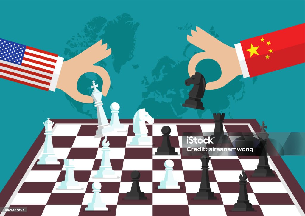 Deux personnes jouant aux échecs - clipart vectoriel de Chine libre de droits