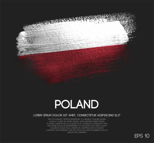 Vector illustration of Poland Flag Made of Glitter Sparkle Brush Paint Vector