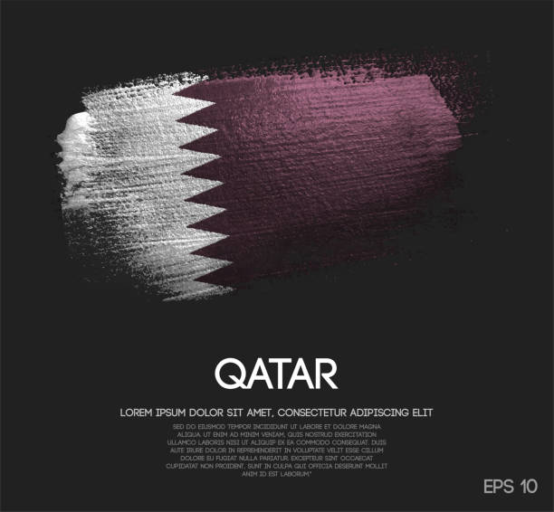катар флаг из блеска sparkle кисть краска вектор - qatari flag stock illustrations
