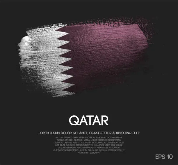 Vector illustration of Qatar Flag Made of Glitter Sparkle Brush Paint Vector
