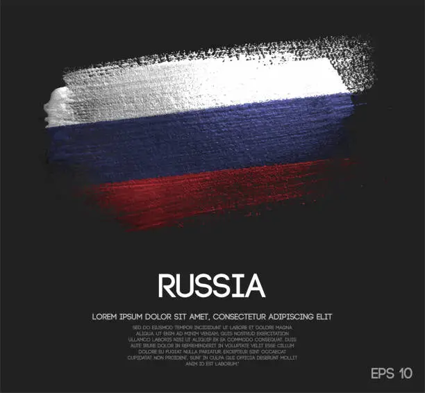 Vector illustration of Russia Flag Made of Glitter Sparkle Brush Paint Vector