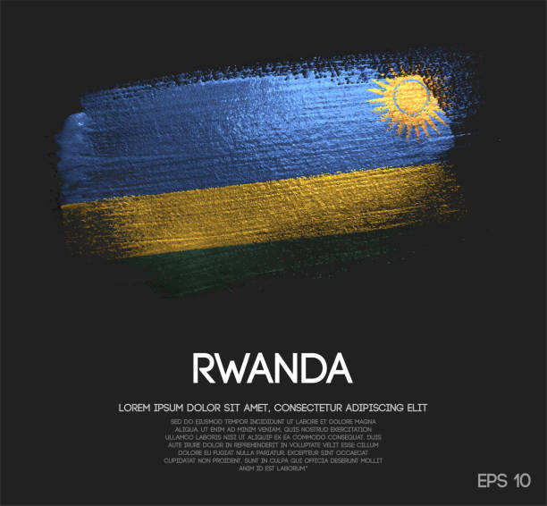 illustrazioni stock, clip art, cartoni animati e icone di tendenza di bandiera ruandese fatta di glitter sparkle brush paint vector - ruanda