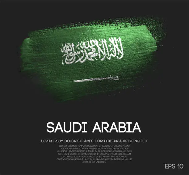 Vector illustration of Saudi Arabia Flag Made of Glitter Sparkle Brush Paint Vector