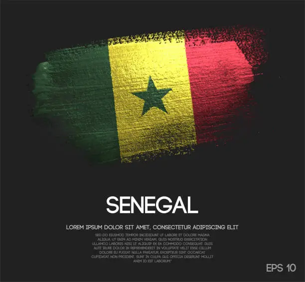 Vector illustration of Senegal Flag Made of Glitter Sparkle Brush Paint Vector