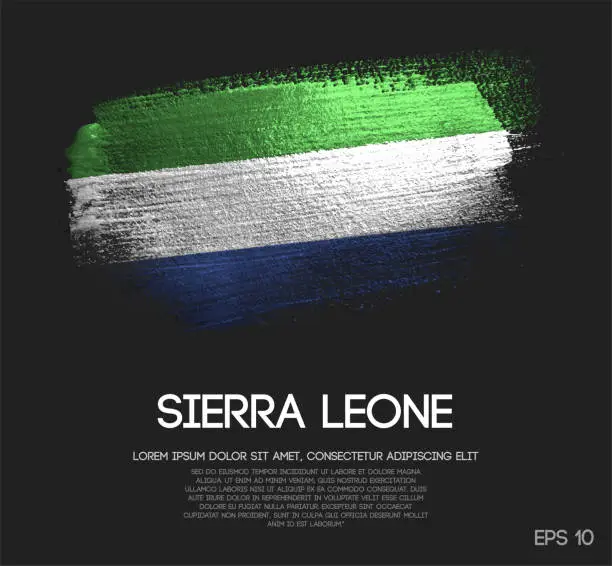 Vector illustration of Sierra Leone Flag Made of Glitter Sparkle Brush Paint Vector