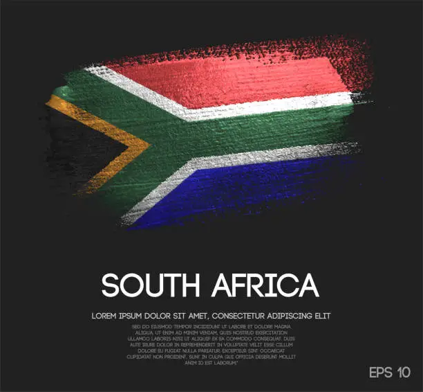 Vector illustration of South Africa Flag Made of Glitter Sparkle Brush Paint Vector