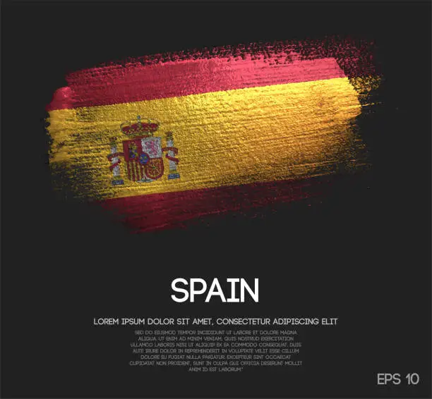 Vector illustration of Spain Flag Made of Glitter Sparkle Brush Paint Vector