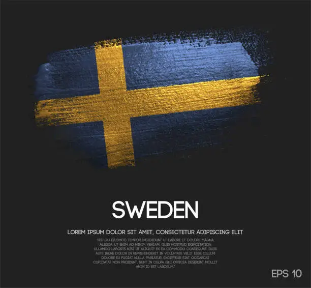 Vector illustration of Sweden Flag Made of Glitter Sparkle Brush Paint Vector