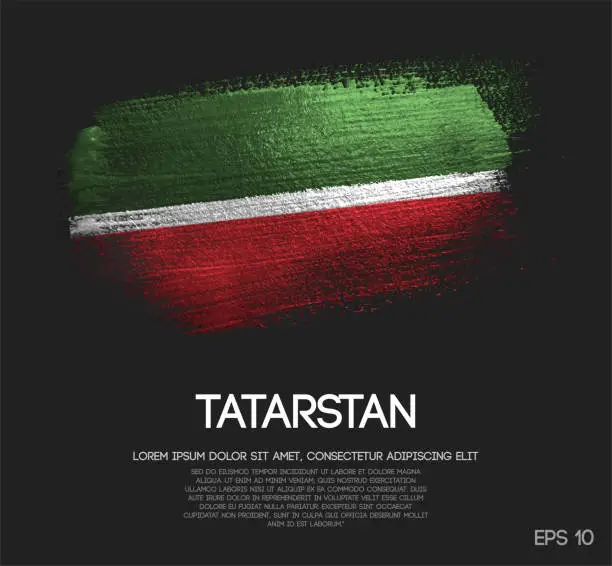 Vector illustration of Tatarstan Flag Made of Glitter Sparkle Brush Paint Vector
