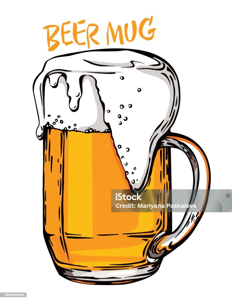 Hình Ảnh Vectơ Màu Của Cốc Bia Uống Với Nhiều Bọt Bia Tươi Hình ...