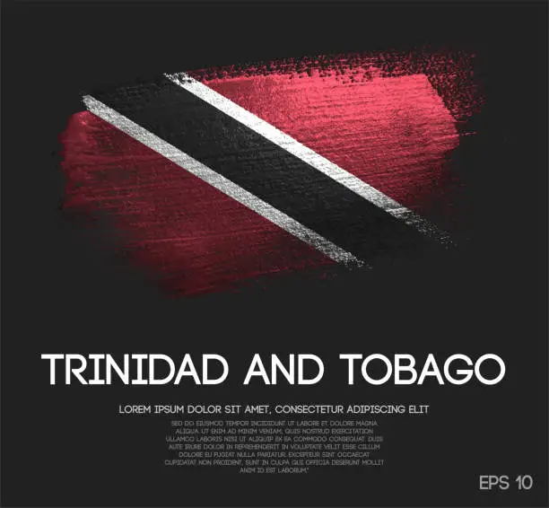 Vector illustration of Trinidad and Tobago Flag Made of Glitter Sparkle Brush Paint Vector