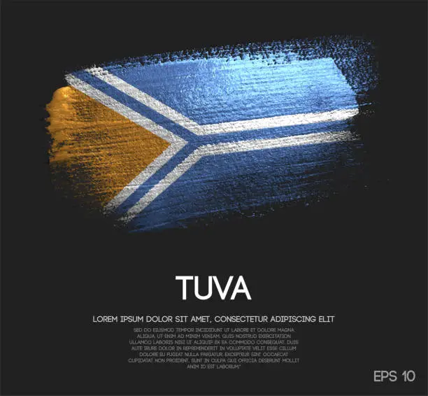 Vector illustration of Tuva Flag Made of Glitter Sparkle Brush Paint Vector